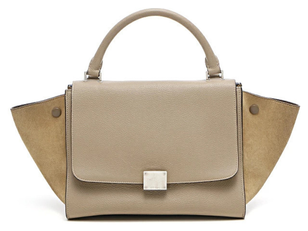 Celine Handbag Calfskin Suede Trapeze Black
